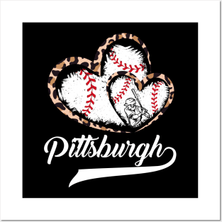 Pittsburgh, leopard, twin hearts, baseball player, vintage Posters and Art
